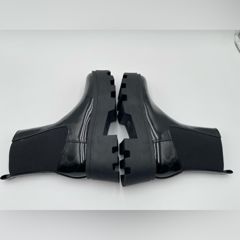Open Edit Women’s Black Ediris Chelsea Lug Boots Size 6 Patent Chunky Platform - Picture 8 of 13
